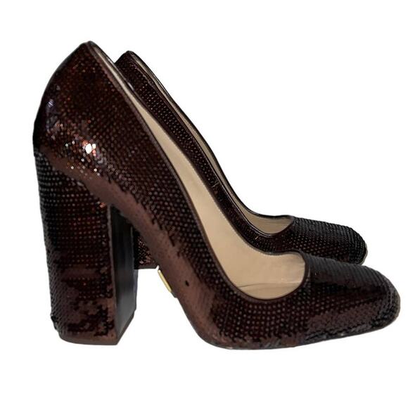 Michael Kors Collection Sequin Deep Burgundy Block Heels Size 39 / 8.5 - Picture 1 of 11